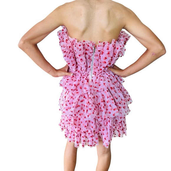 Mable Heart Dress Small Fairy Valentine Mini Tulle Coquette Romantic Pink NEW - Picture 2 of 12